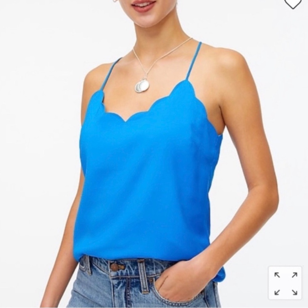J. Crew Blue Scallop-Edge Spaghetti Strap Cami